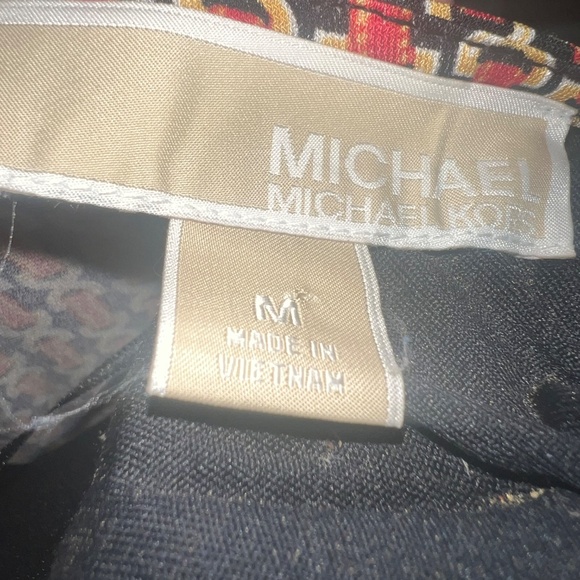 Michael Kors Red Gold Black Chain Print Long Sleeve Dress - Picture 13 of 15